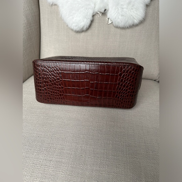 VTG 90s Y2K Ralph Lauren Cognac Crock Embossed Leather Baguette Purse Shoulder - Picture 8 of 16